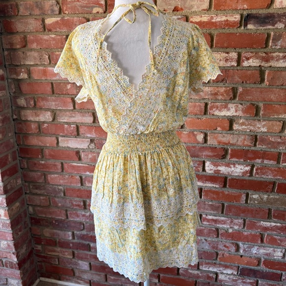 American Eagle Cottage Ruffle Yellow Floral dress - Picture 3 of 6